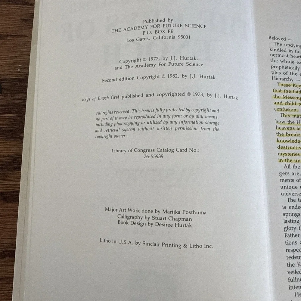 BOOK OF KNOWLEDGE KEYS OF ENOCH Hurtak Second Edition OCCULT Esoteric PHILOSOPHY